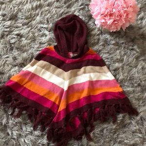 Old navy girls M pancho 7 8 pancho striped hood